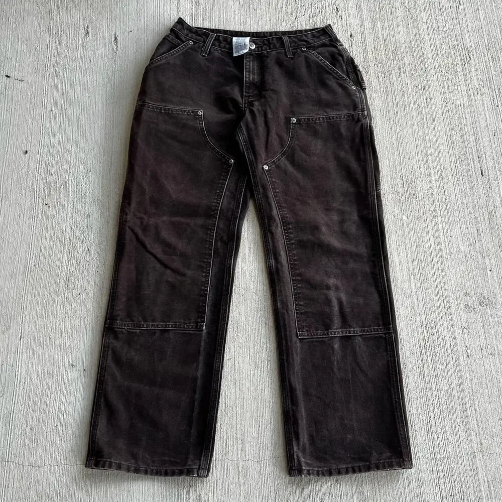Carhartt WOMENS faded brown double knee work wear carpenter pants